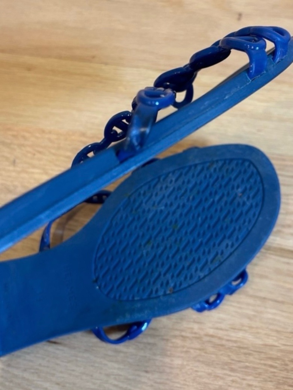 Hermes Cobalt Blue Chain-Link Slide Sandals - Women - Picture 5 of 7